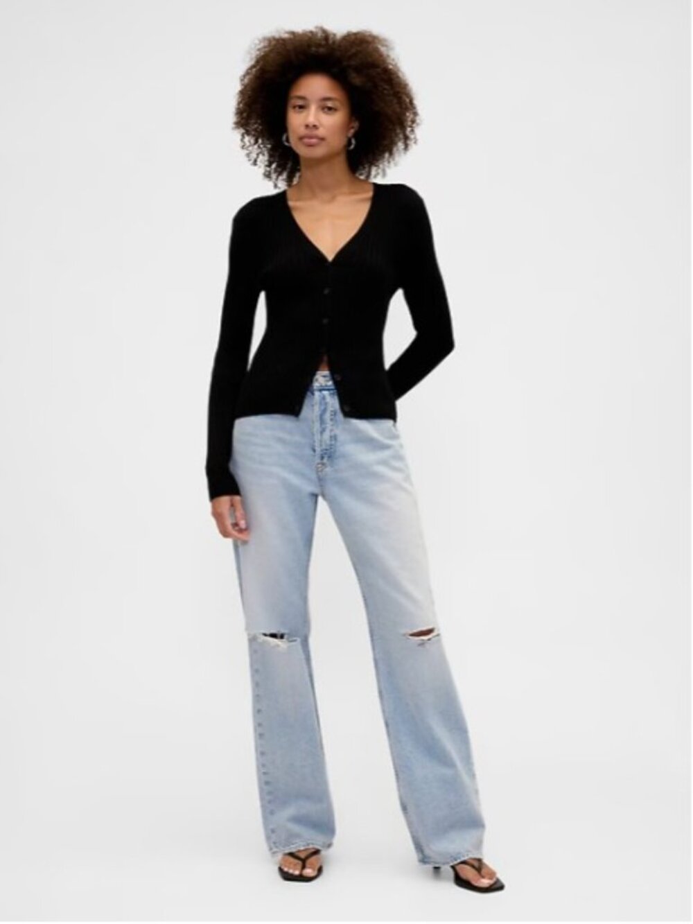GAP Light Blue Straight Jeans with Knee Distressing